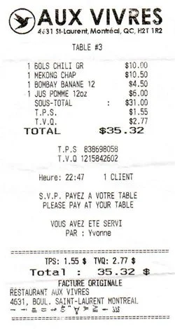Receipt item
