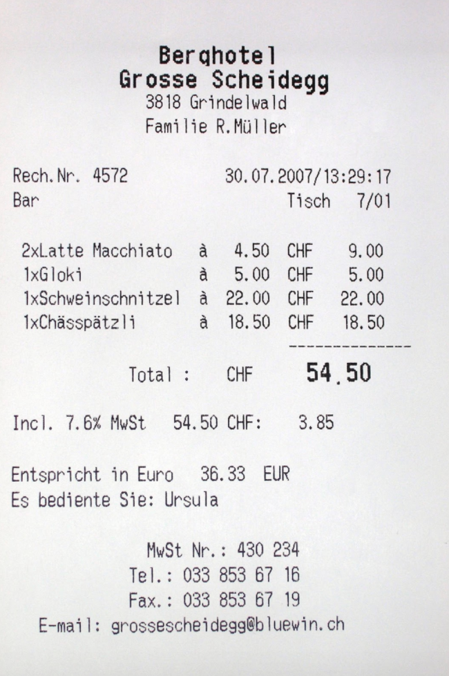 Receipt item